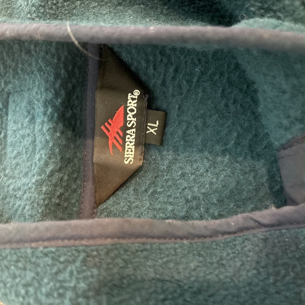 Vintage Sierra Sports Fleece Pullover Mens XL Teal Green Mock Neck Warm Layer - Picture 5 of 11